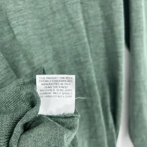 Tincati Milano Sweater Size 52 Mens XL Green Cashmere Silk Crew Neck Pullover